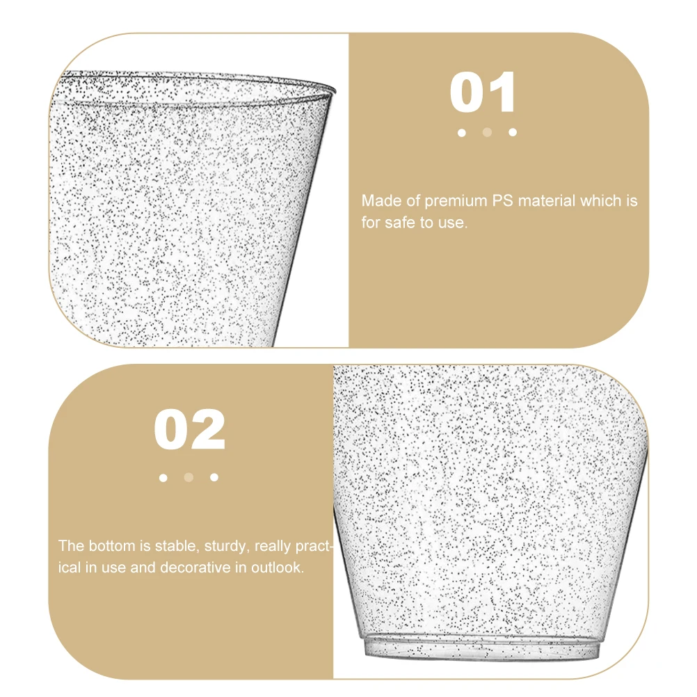 

Silver Powder Wine Glass Small Dessert Cups Disposable Decorative Beverage Accessory Party Water