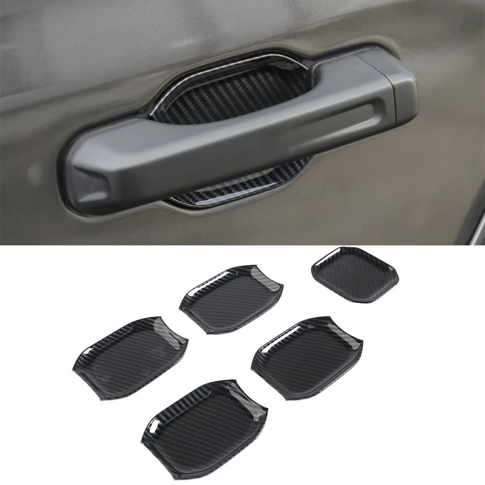 Tailgate Front Rear Door Bowl Decoration Cover Trim Decal for Jeep Wrangler JL 2018-2023 Car Accessories ABS Carbon Fiber Look