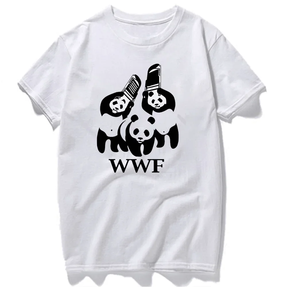 Couple Panda WWF Panda Wrestling wwe Funny White Short Sleeve T Shirt for Men's Cool Camiseta T Shirt Summer Fashion Tee Tops