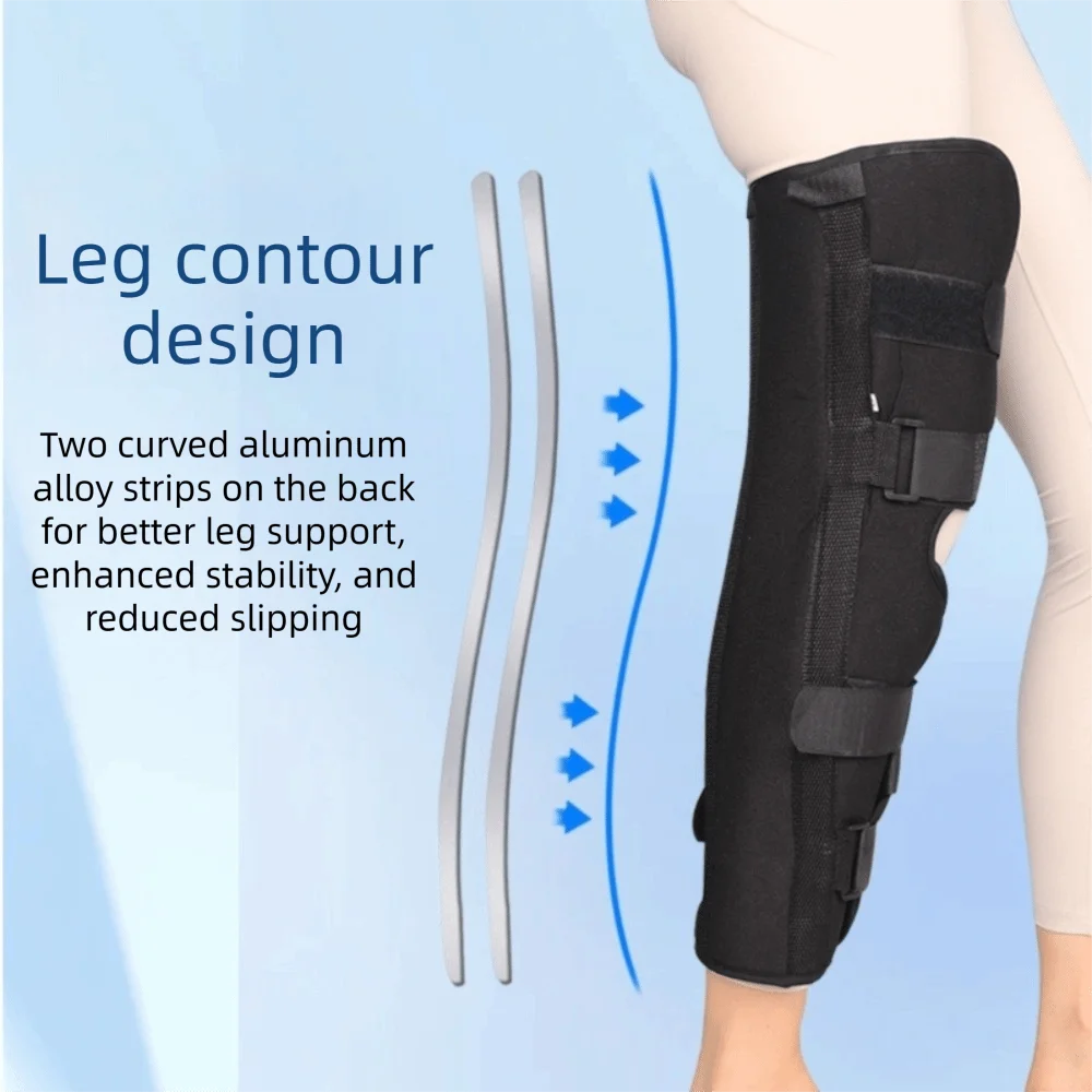 Adjustable Knee Immobilizer Wear-resistant Soft Knee Brace Three Panel Steel Plate Support Leg Splint Fracture Recovery