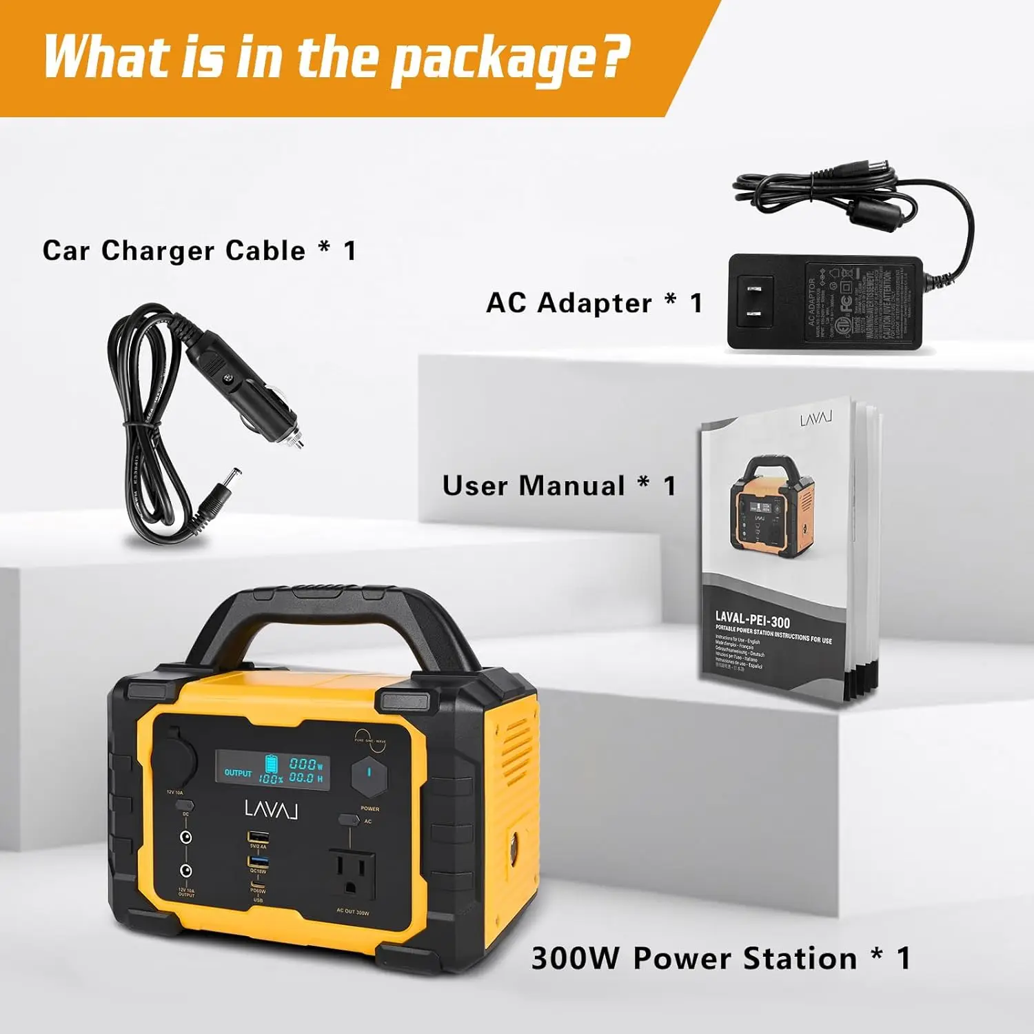 300W Portable Power Station, 294Wh Backup Lithium Battery, 120V/300W AC Outlet, Solar Generator for Home, RV, Outdoor