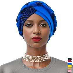 Muslim Stretch Turban Cap Print Braid Decor Turban for Women Arab Wrap Head Beanies Hats Fashion Hijabs Turbante Headcover