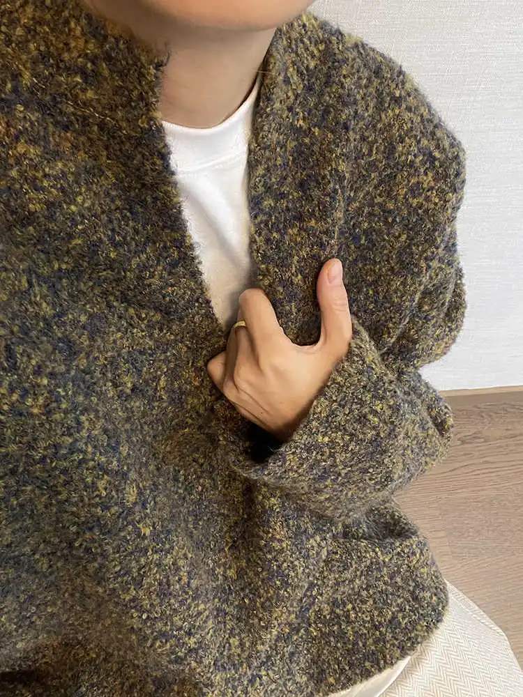 

Loose Casual Knitted Sweater V-Ne oulder-Down Cisas een Men Women Autumn Winter New Sle Retro All-Match Lazy Sle