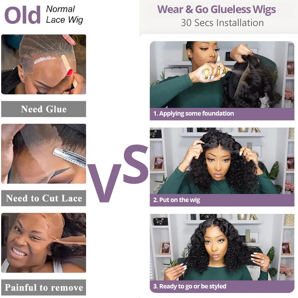 Wig Rambut Asli Wanita Model Loose Deep Wave 13×4 Tanpa Lem, Wig Rambut Asli Siap Pakai, Pre Plucked, Rambut Mentah Vietnam