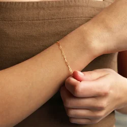 Tiny Paper Clip Bracelet 15/18cm Length Link Paperclip Bracelets Woman No Tarnish No Fade Jewelry Classical Girls Accessories