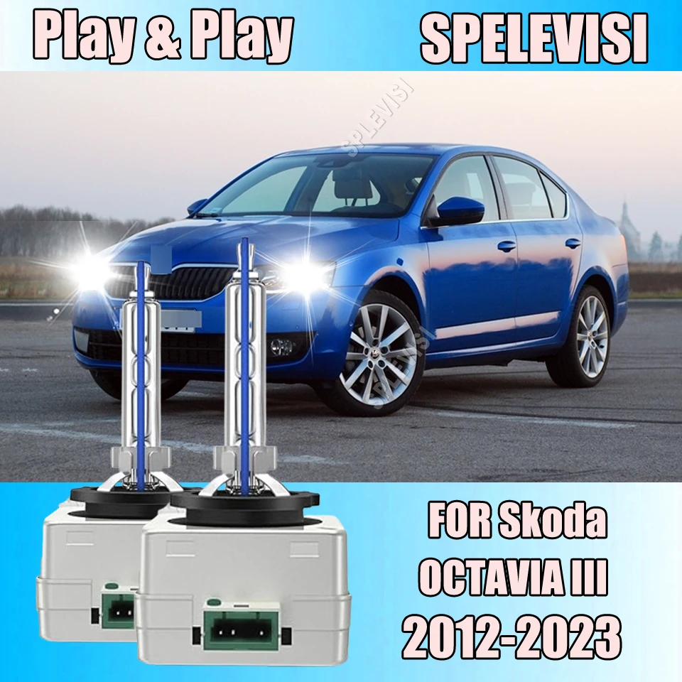 2Pcs Headlights HID D3S Car Light Bulbs 4500LM For SKODA OCTAVIA III 2012 2013 2014 2015 2016 2017 2018 2019 2020 2021 2023