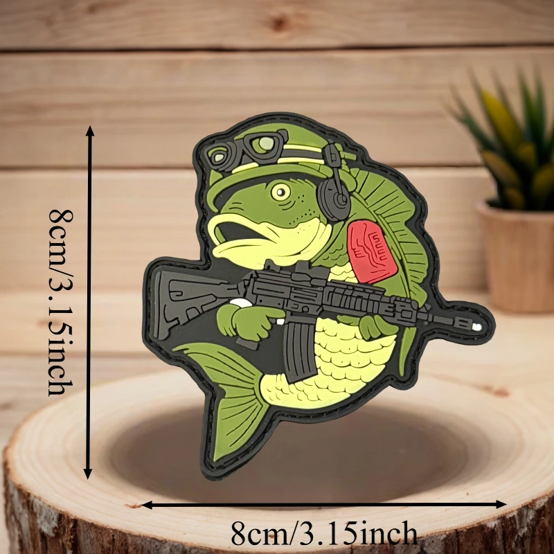 Parche PVC pescado con gancho y bucle para chaleco táctico y uniforme - imagen 2