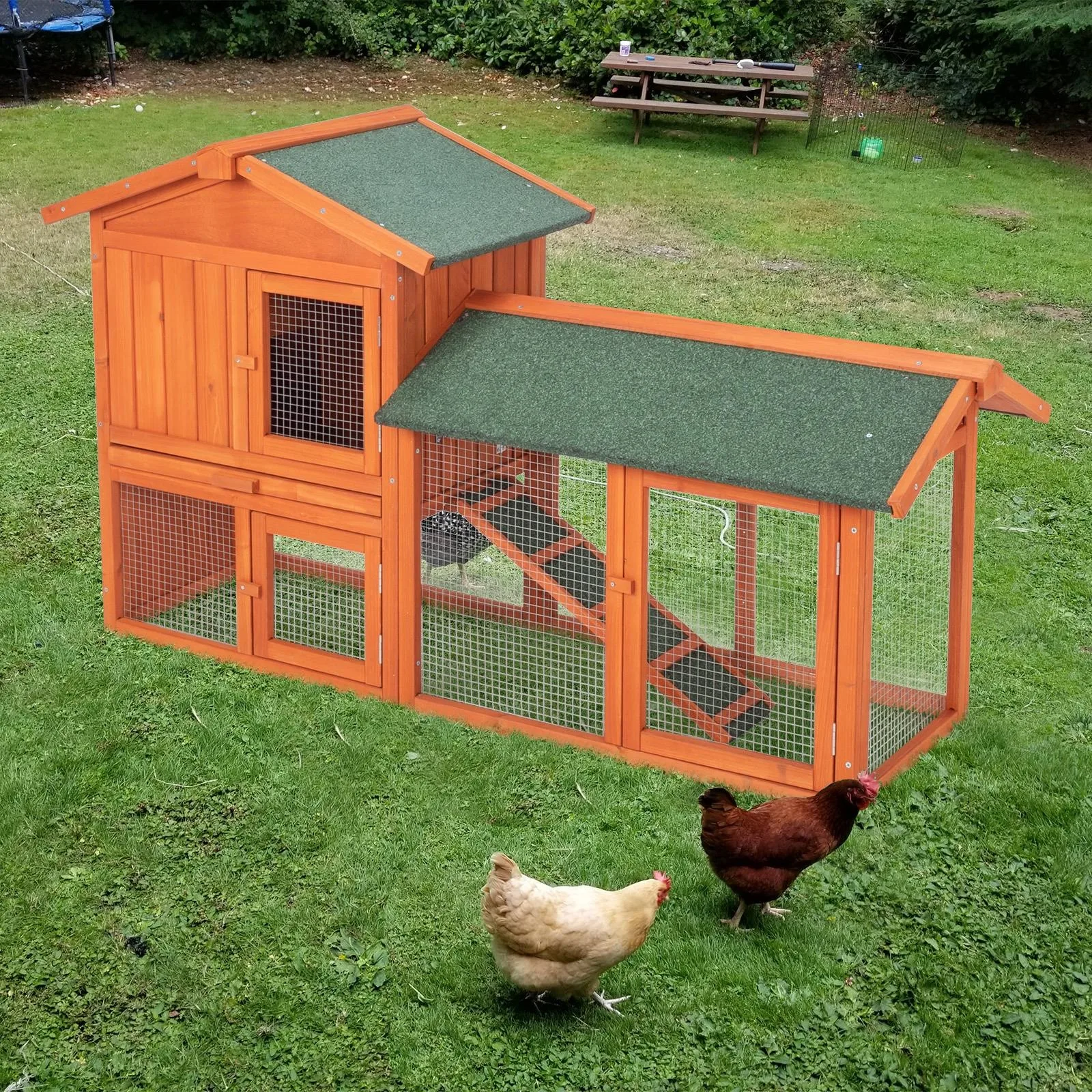 

Garden Wood Chicken Coop House Poultry Hutch Pet Cage w/ Nesting Box Backyard