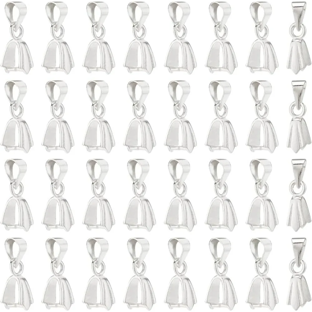 

100 шт., соединитель для цепочки с подвеской, серебряная латунь, зажим для зажима, застежка-застежка, висячая подвеска из бисера, набор для изготовления разъемов для подвески