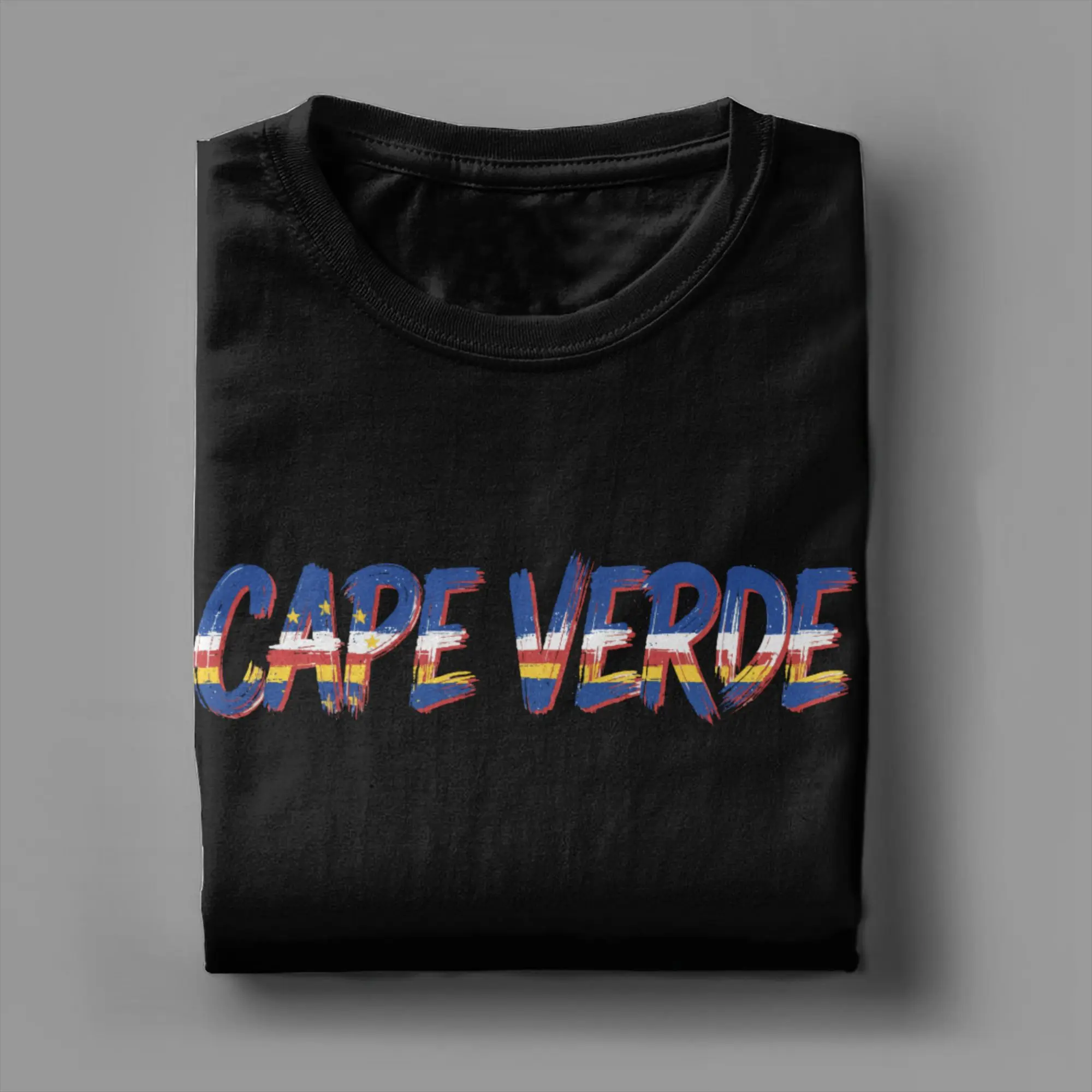 Cape Verde Flag Cabo Verde T-Shirt for Men  Novelty Cotton Tee Shirt Crewneck Short Sleeve T Shirts Unique Clothing