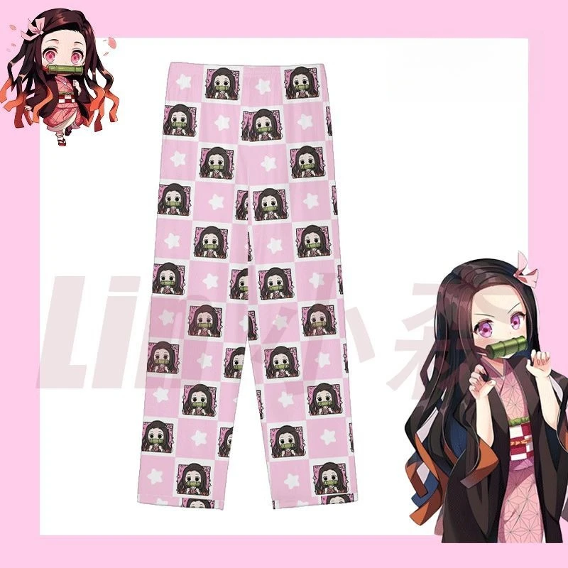 مجموعة بيجامة أنيمي شيطان القاتل Nezuko Kamado - ملابس نوم بنمط الخيزران الوردي، ملابس منزلية تنكرية للهدايا العطلات #6