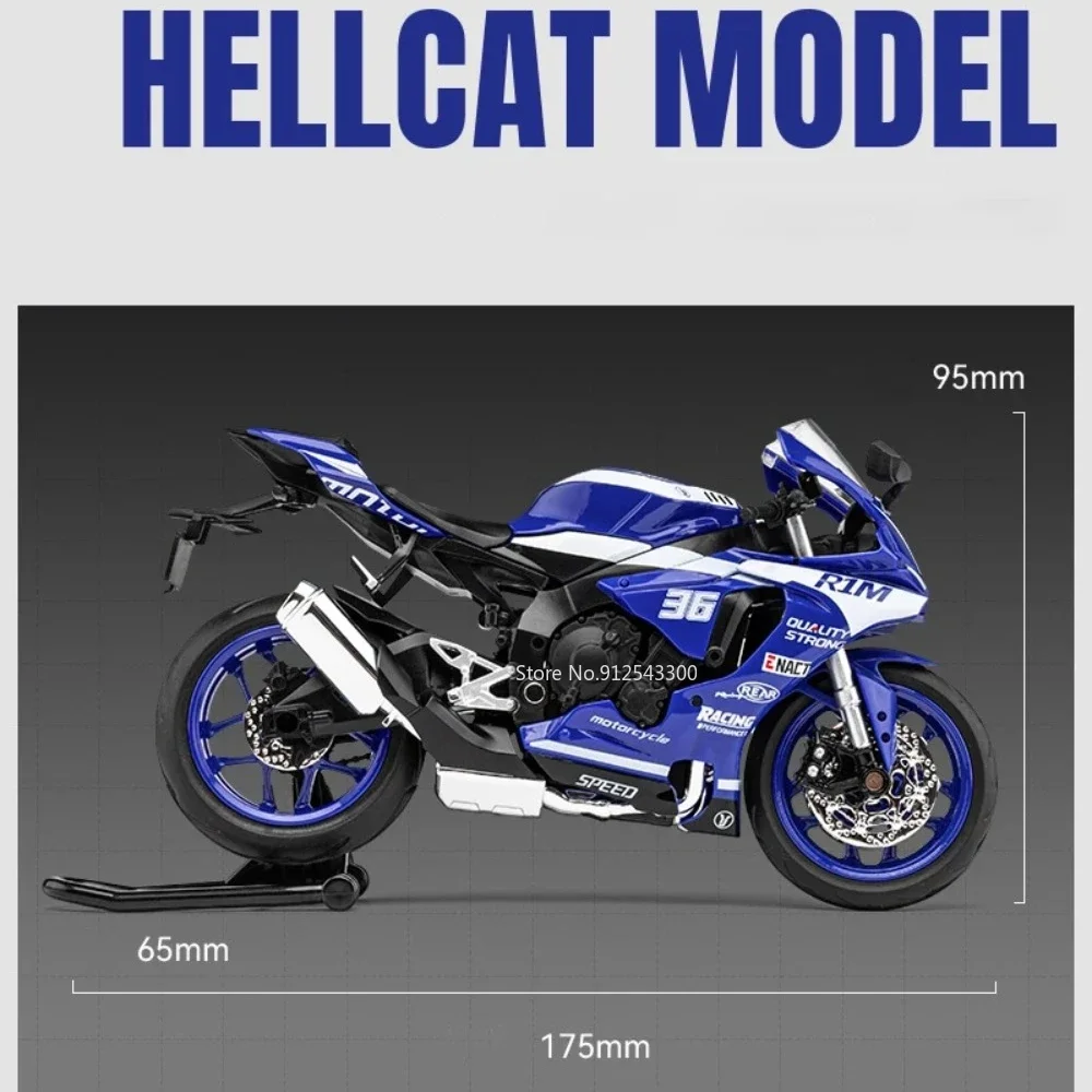 1/12 Yamaha R1M Toy Motorcycle Model Alloy Diecast with Shock Absorption Simulation Scale Motorcycle Model Toys for Kids Gifts