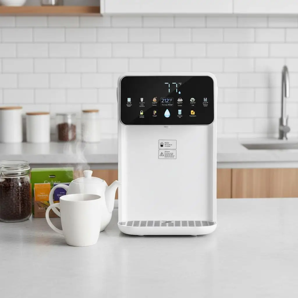 

Быстрозакипающий чайник 118 унций для дома, офиса, кухни, 7 регулируемых температур, 7 объемов воды, съемный резервуар, сенсорный экран