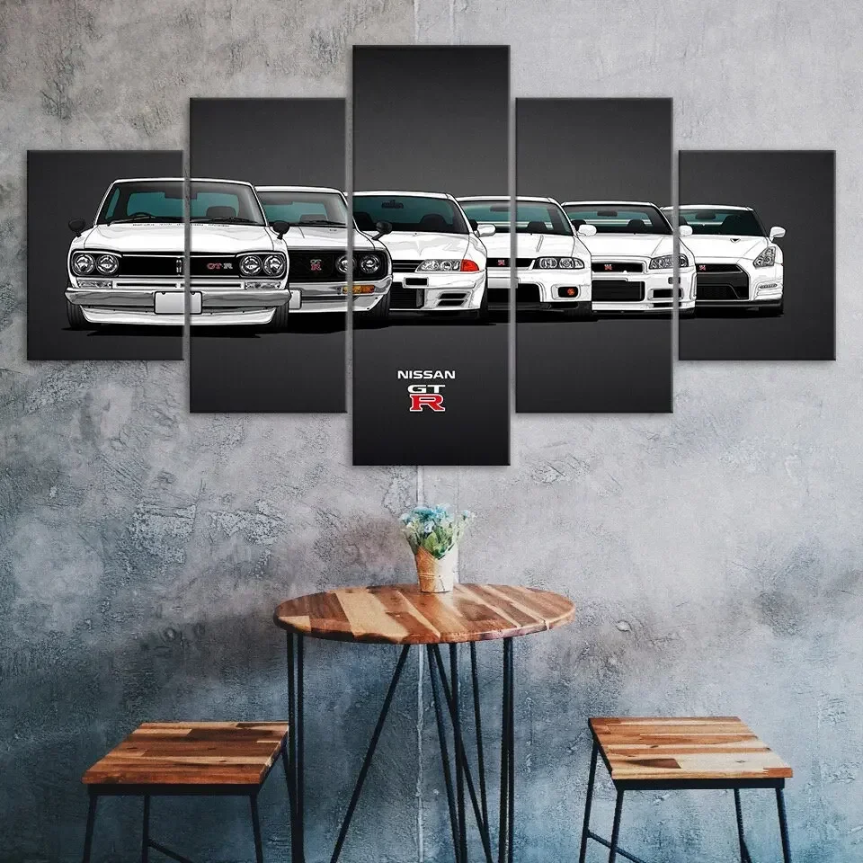 Modern Racing Aesthetics Wall Art Nissan Skyline GTR Evolution 5 Piece HD Canvas Poster Print Home Bedroom Living Room Decor