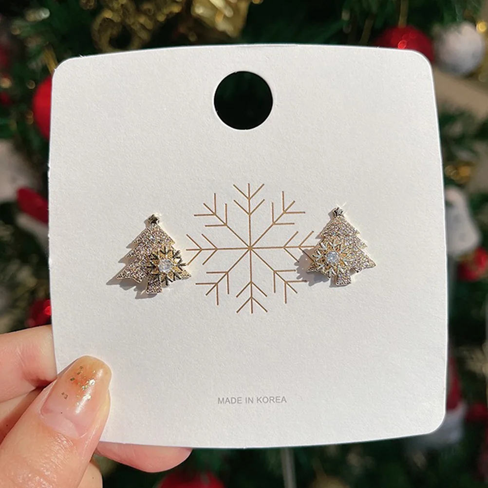 

Christmas Tree Shape Earrings Copper Details Rotatable Snowflake Design Trendy Xmas Decorative Women Jewelry Ear Pendants Party