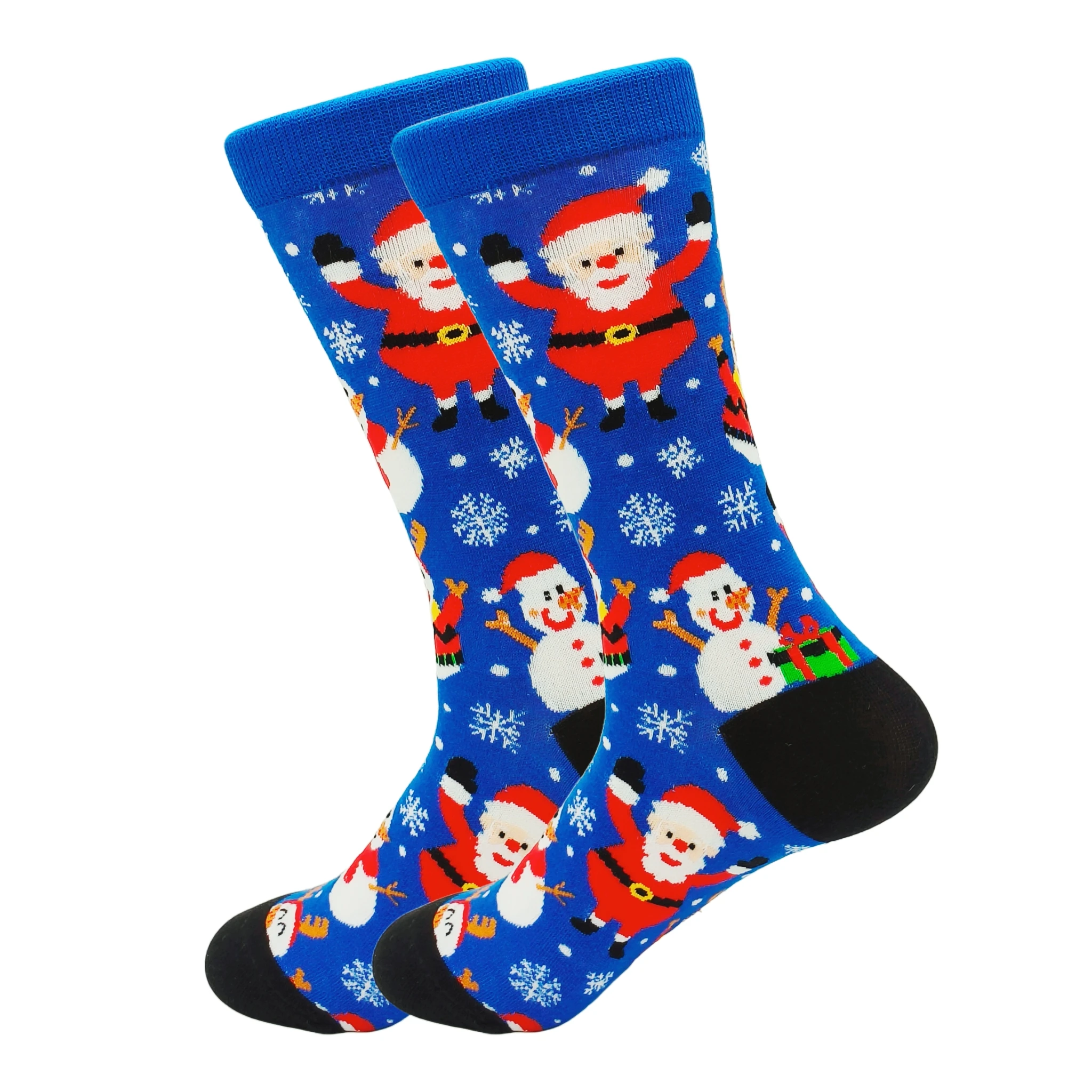 

One Pair Packed Santa Claus Tube Socks on Blue Background
