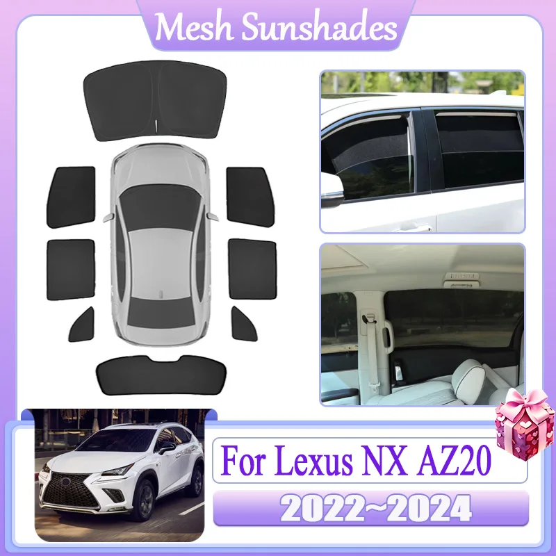 Parasol magnético de malla para coche Lexus NX 350H AZ20 2022 2023 2024, ventana Anti-UV, aislamiento térmico, accesorios para visera