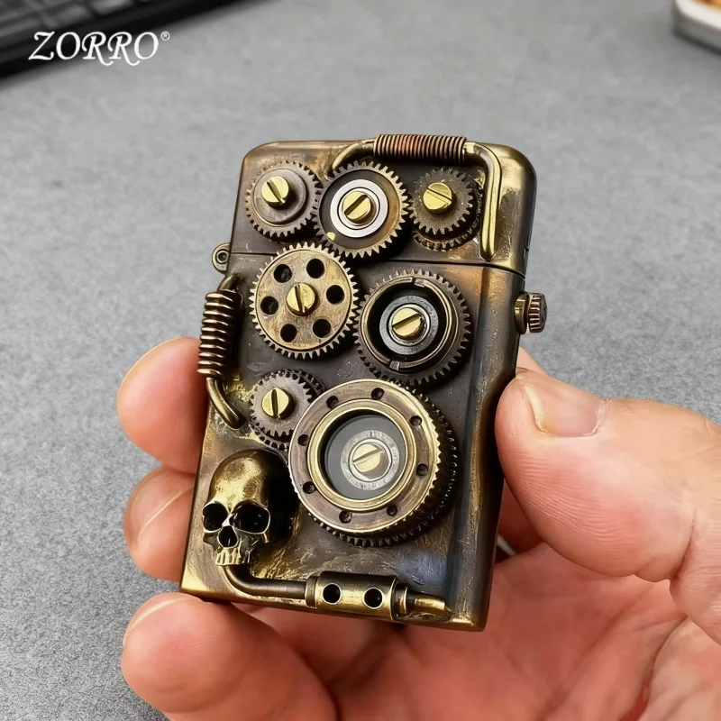 

Масляная зажигалка Zoro в стиле стимпанк, механическая No 1, ретро, ручная работа, индивидуальная передача, сварка