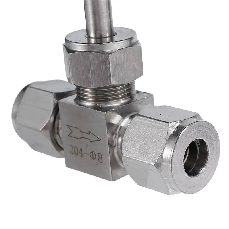 ~PERFECT}Adjustable Needle Valve O.D 8mm Tube Stainless Steel 304 High Pressure Acid Proof Straight Card Set Crane