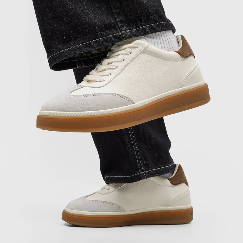 Men's Invisible Height Increasing Casual Shoes Genuine Leather Splicing Upper Lace-up Thick Rubber Sole5- 7cm Elevator Comfort - view 4