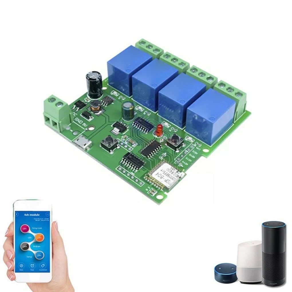 WiFi Relay Smartphone APP Remote Control 4 Channels Power Voice Switch Module Spare Parts Accessory for Office