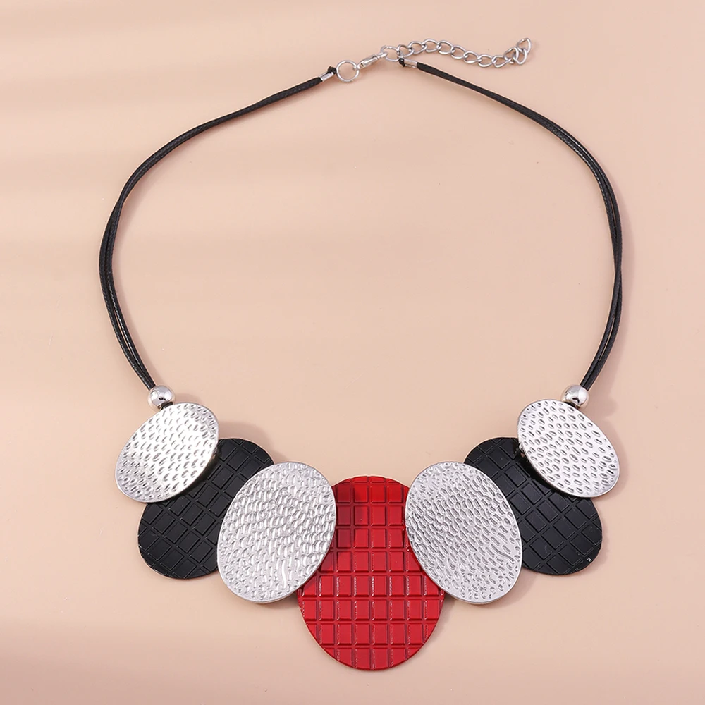Aihua Runde Große Choker-Halsketten für Frauen, Handgefertigte Statement-Halskette, Vintage Maxi-Halsbänder, Party-Schmuck – Detail 10