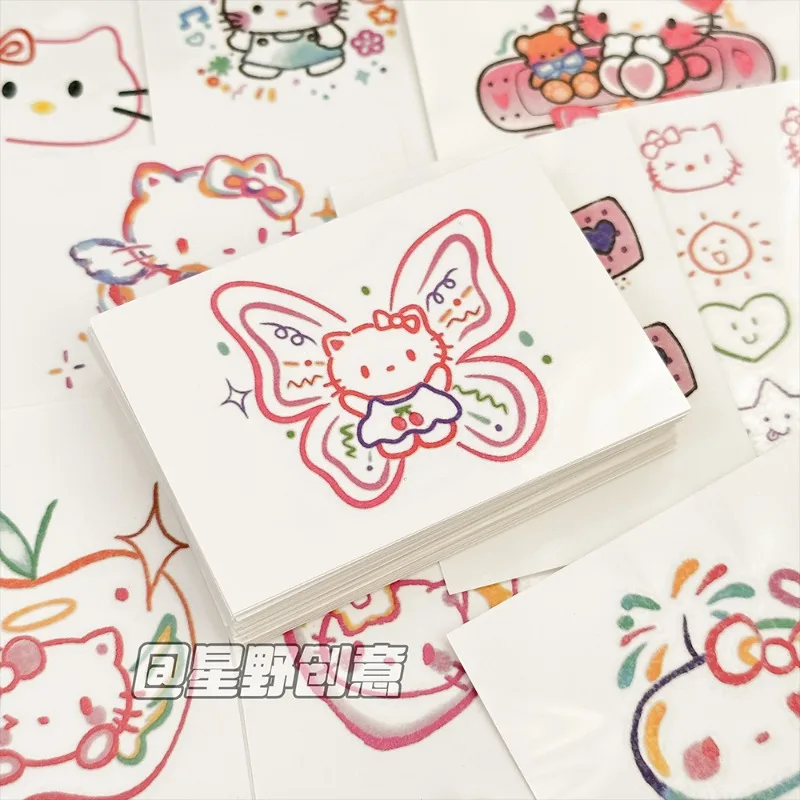 سانريو أنيمي الكرتون مرحبا كيتي طويلة الأمد اللون الوشم محاكاة الحلو بارد للماء الذراع ملصق