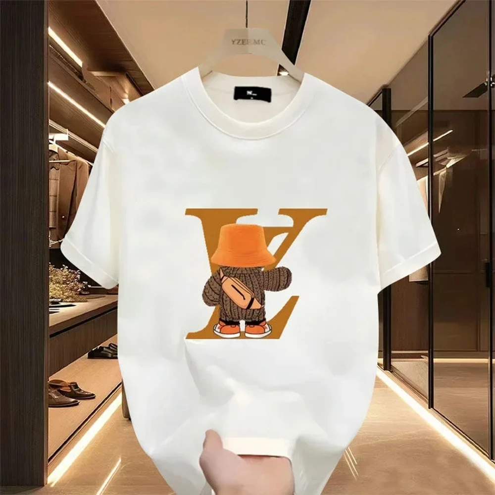 تي شيرت قطني كبير الحجم بأكمام قصيرة للرجال والنساء ، تيشيرتات مصممة غير رسمية ، توب برقبة مستديرة ، طباعة ، تخفيضات كبيرة ،