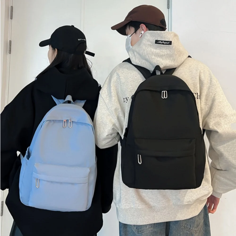 Waterproof Nylon Backpack for Women Simple Solid Color Bookbag Travel Backpack for Student Girls School Bag Female Shoulder Bags