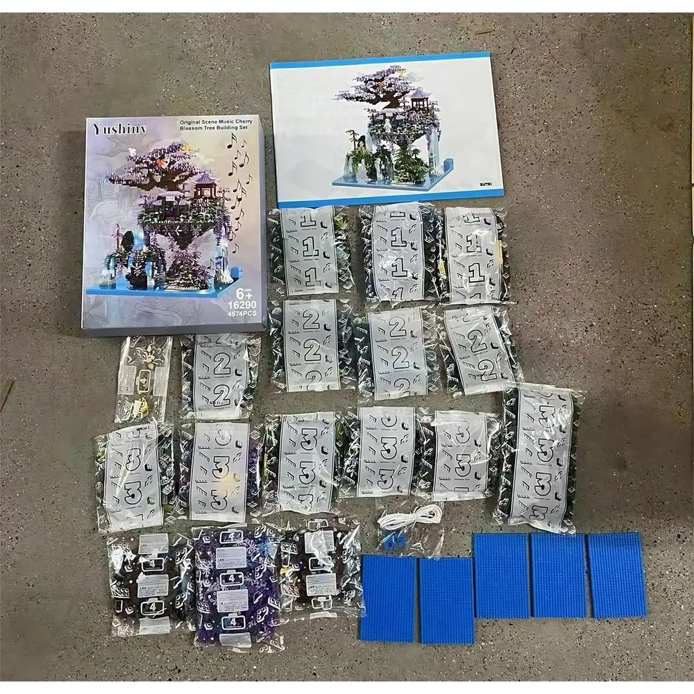 ชุดสร้างบ้านต้นซากุระญี่ปุ่นพร้อมชิ้นส่วน 4574 ชิ้น ดนตรีซิมโฟนี ไฟต้นบอนไซ และทิวทัศน์แบบดั้งเดิม