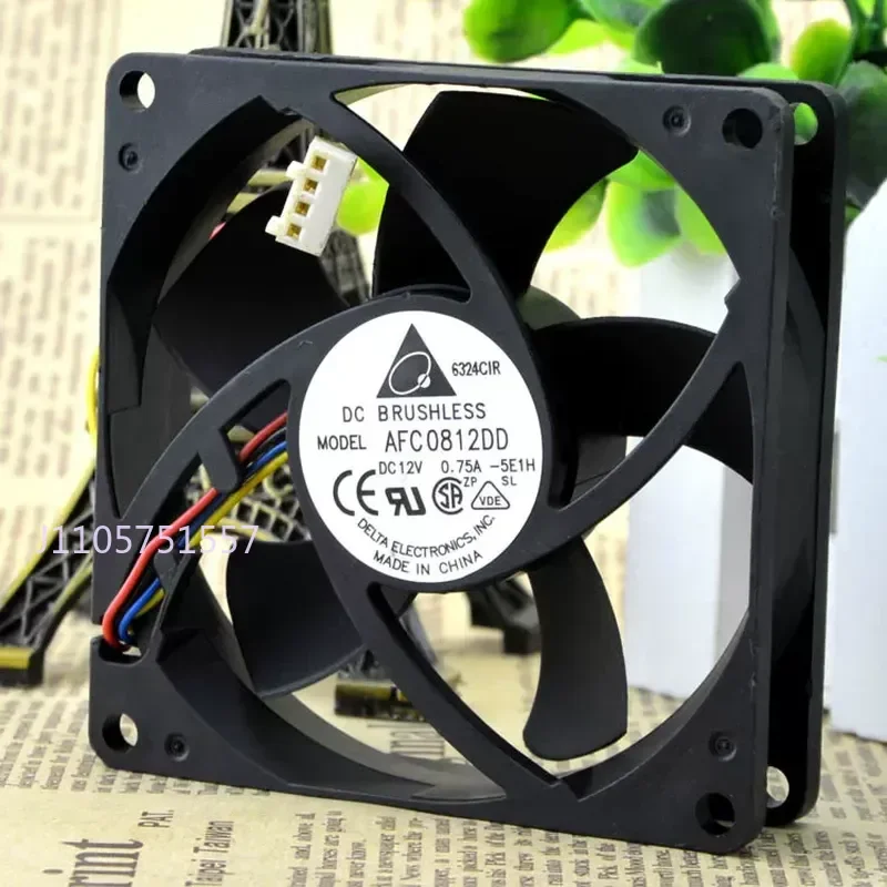 New Delta AFC0812DD 8020 8 cm 12 V 0.75 A Dual Ball Bearing PWM Automatic Speed Control Fan for Delta
