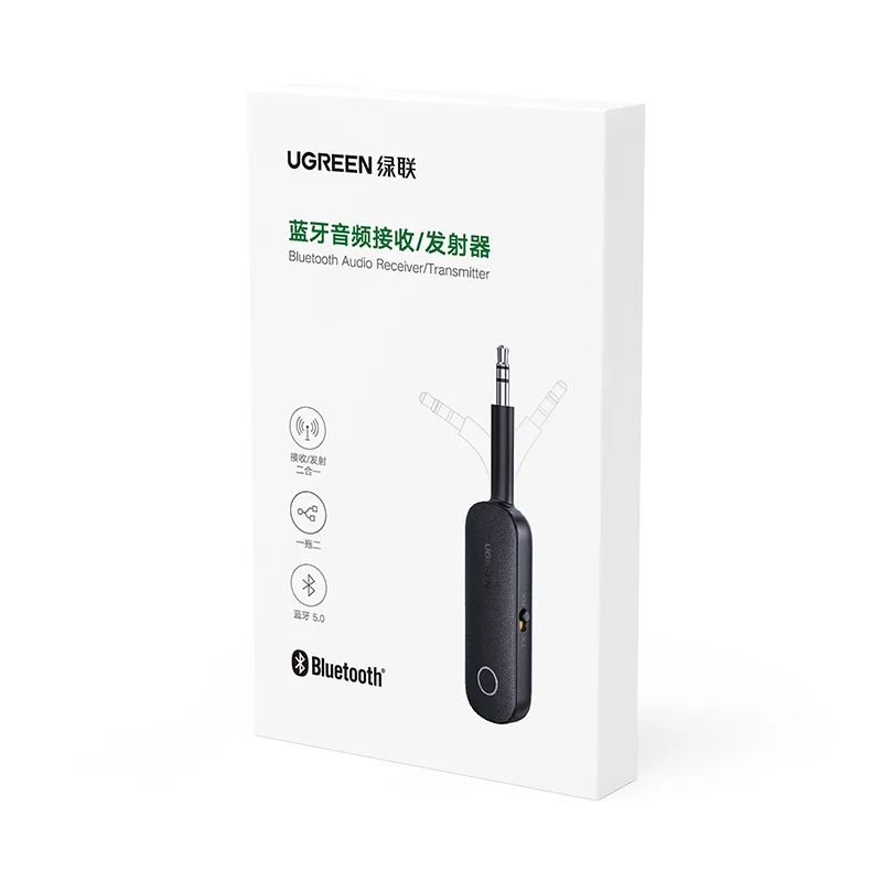 UGREEN 블루투스 5.0 송수신기 2 in 1 무선 3.5mm 블루투스 어댑터 Aux 블루투스 오디오 차량용 어댑터