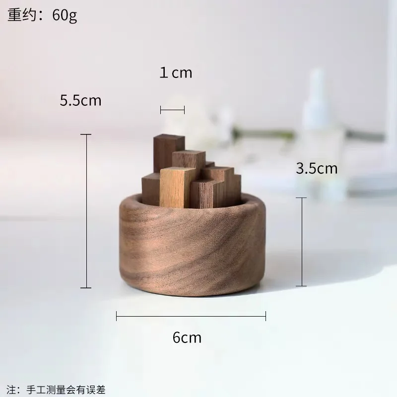 Natural Wood Aromatherapy Fireless Essential Oil Bottle Diffuser Fragrance Black Walnut Wood Pile Aromatherapy Container Perfume