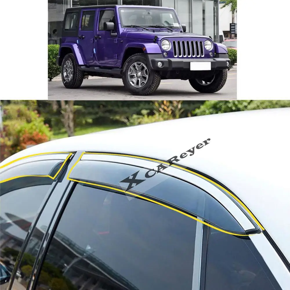 

For Jeep Wrangler 2010 2011 2012 2013 2014 2015 2016 2017 Car Sticker Plastic Window Glass Wind Visor Rain/Sun Guard Vent