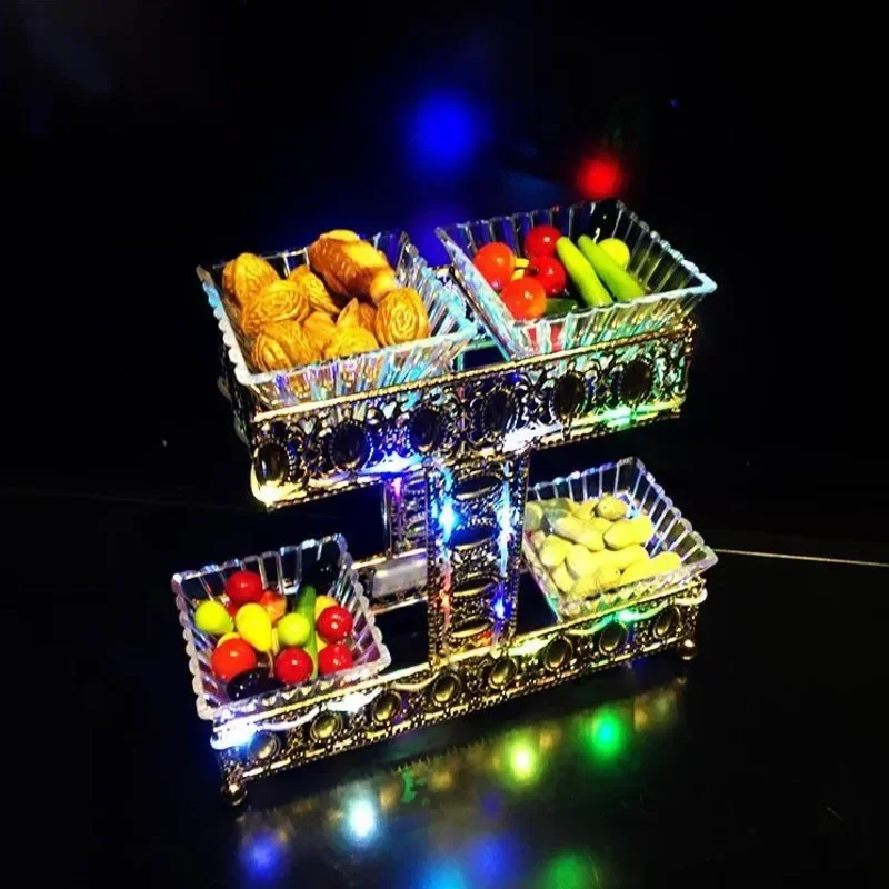 LED Charging Snack Plate Light-Emitting Iron Fruit Plate Creative Bar KTV Dish Stand for Stylish Food Display