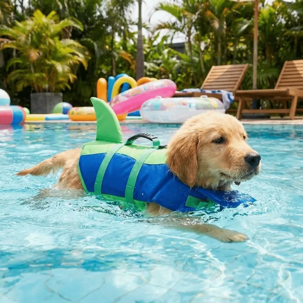 Shark Shape Dog Life Vest Adjustable Superior Buoyancy Dog Swimming Suit Tear-resistant High Visibility Dog Life Preserver