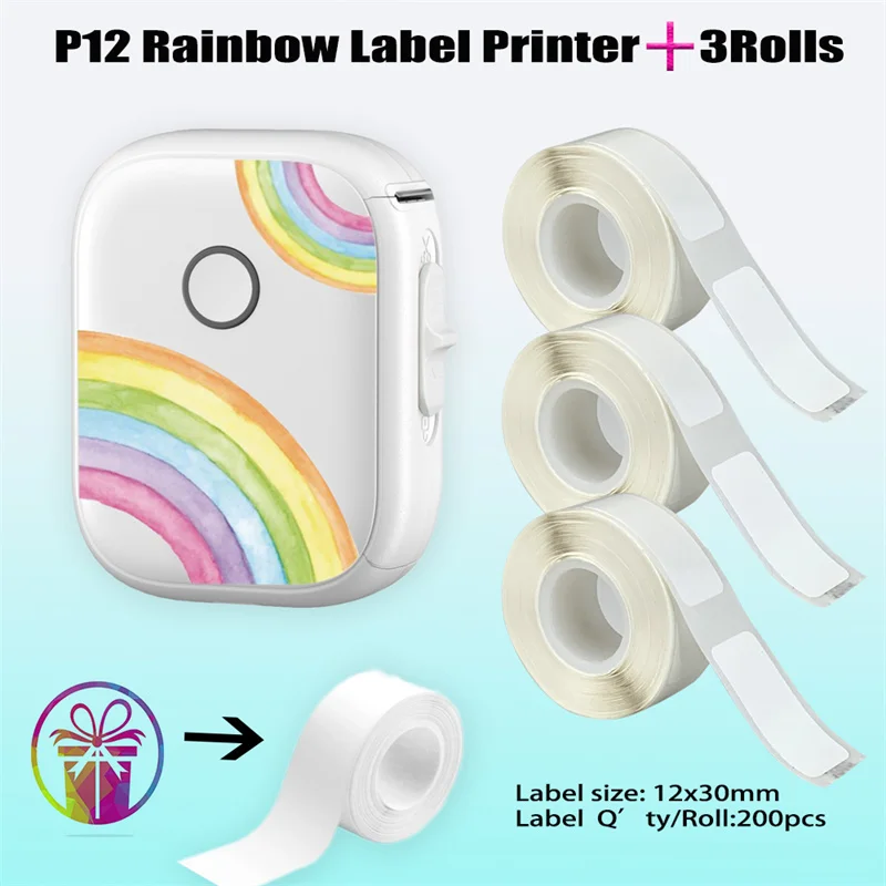 Wireless P12 Bluetooth Continuous Label Printer - A Handy and Intelligent Printing Marvel for Global Users Supports 11 Languages