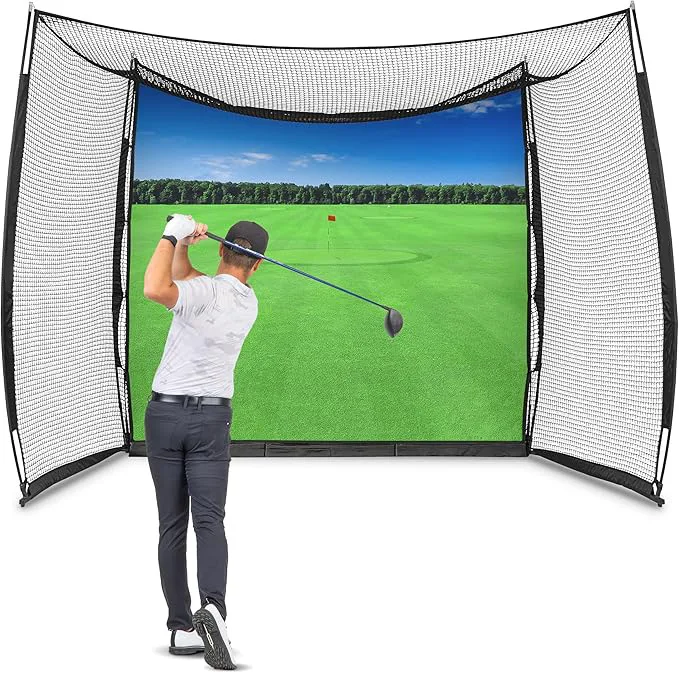 2026 Indoor Golf Practice Cage with Projection Screen and Hitting Net Polyester Materialpromote sales