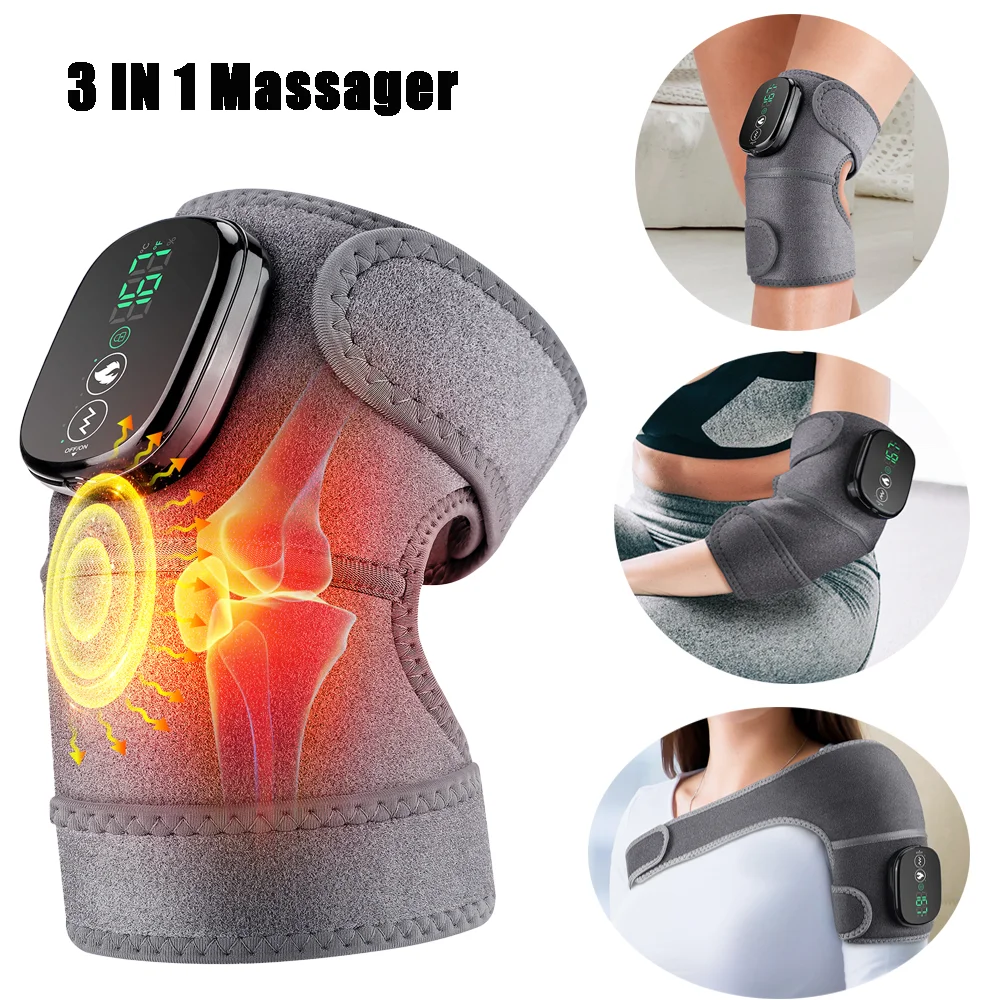 

Электрический вибрационный массажный коврик для колена с подогревом 3 в 1, массажер, вибрационные наколенники для плеч, локтей, суставов, массажный термонаколенник