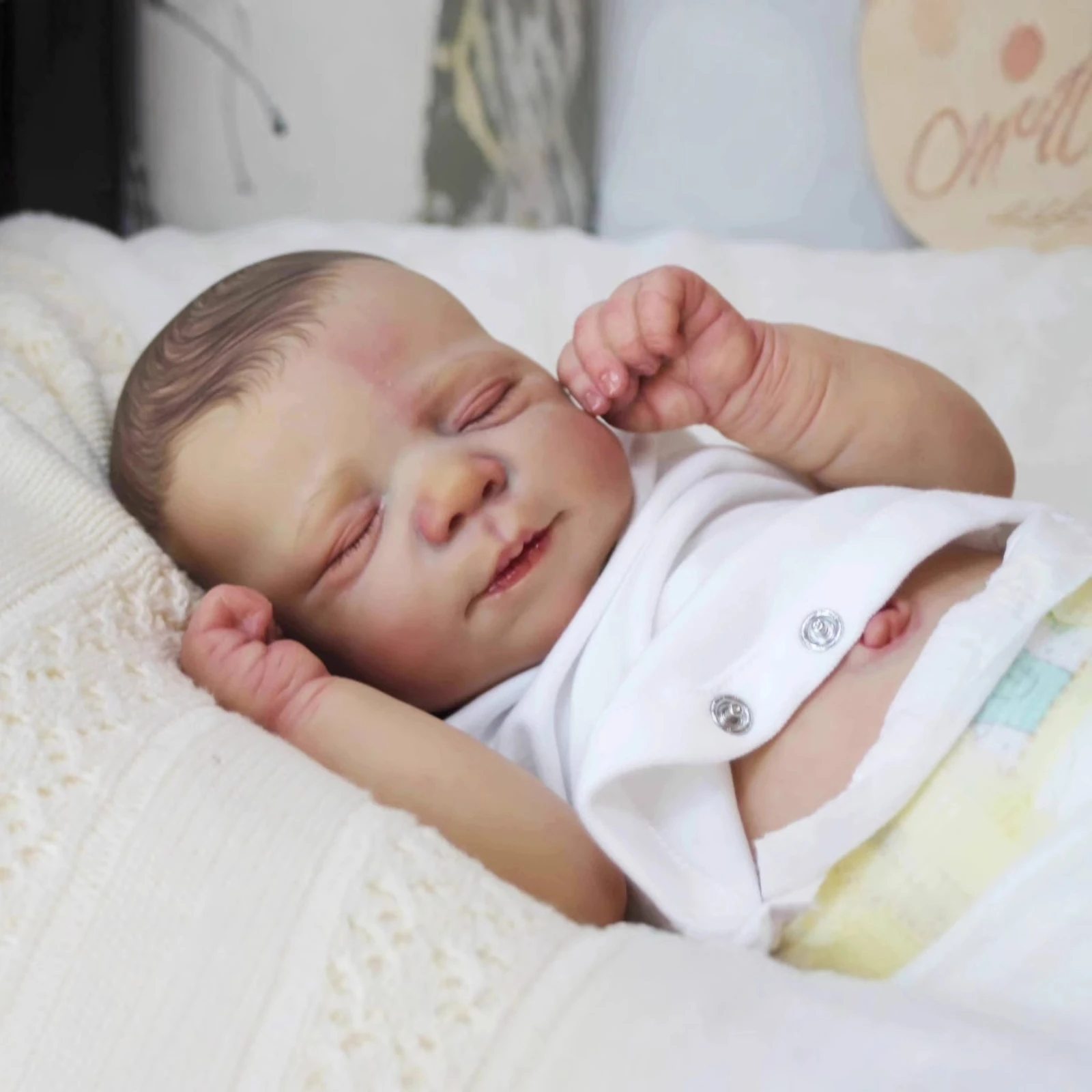 Risbecko 19 inch al geschilderd afgewerkte herboren babypop - handgemaakte herboren Preemie baby pasgeboren kinderen speelgoed cadeau meisje poppen