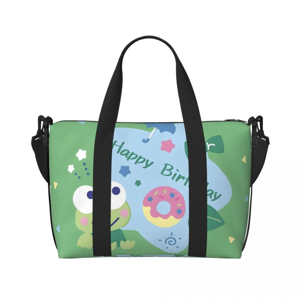 

Custom Large Keroppi Big Eyed Frog Tote Bag Women Adorable Cartoon Shoulder Shopping Gym Beach Travel Bag