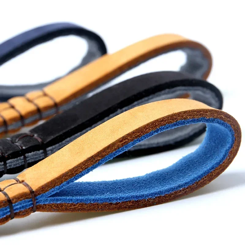 Handmade Wear-resistant Cowhide Auto Keychain Splicing Leather Rope Belt Key Chain Men Women Car Key Lanyard Pendant Gift