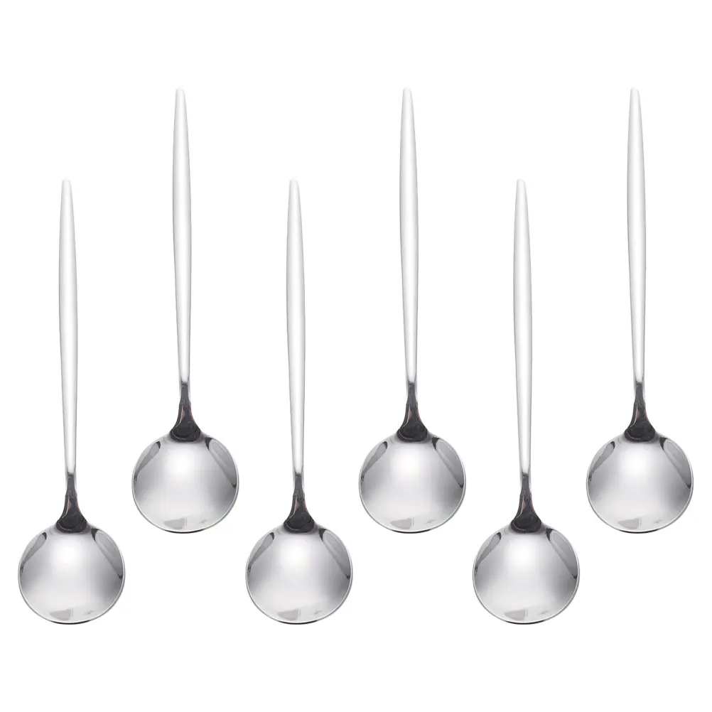 

6pcs 6 Pieces Stainless Steel Spoon Set 8.1 Inch Soup Dessert Spoons Silverware Dishwasher Safe Kitchen Tableware MetalSpoons