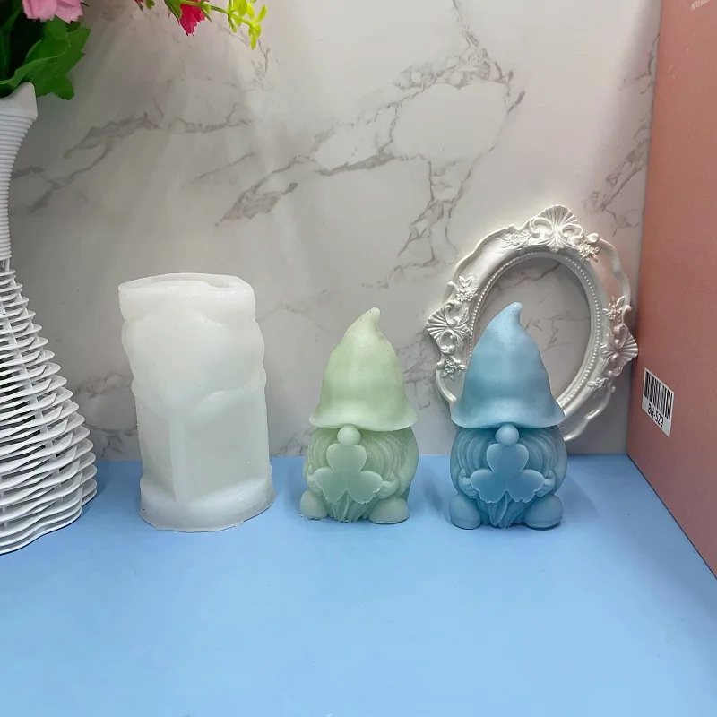 Dwarf Candle Silicone Mold Four-Leaf Clover Faceless Silicone Mold for the Elderly DIY Gypsum Fragrant Stone Mold