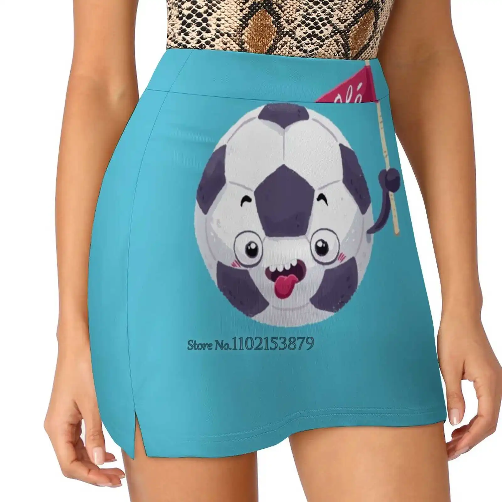 Football Face Summer Women's shorts Skirt 2 In 1 Fitness Yoga Skirt Tennis Skirts Face Soccer Race Banner Fan Character Cartoon