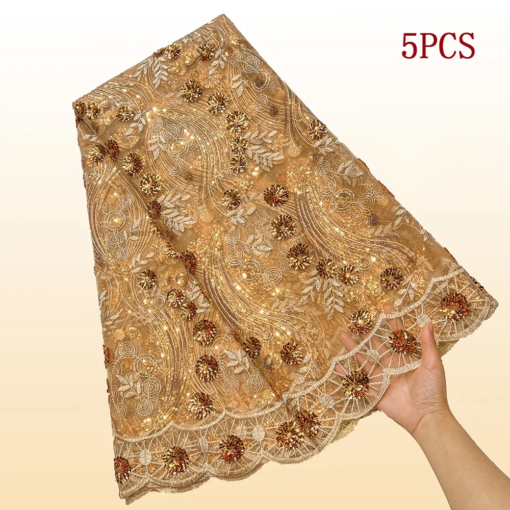 

LACE French Lace Fabrics 5 Yards Tulle Lace Embroidery Fabrics With Sequins 2025 Latest African Lace For Nigerian Party