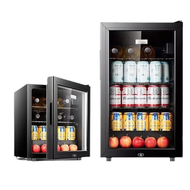 3.2cu Ft Glass Door Fridge Showcase Black Refrigerator Cellar Cabinet Wine Cooler