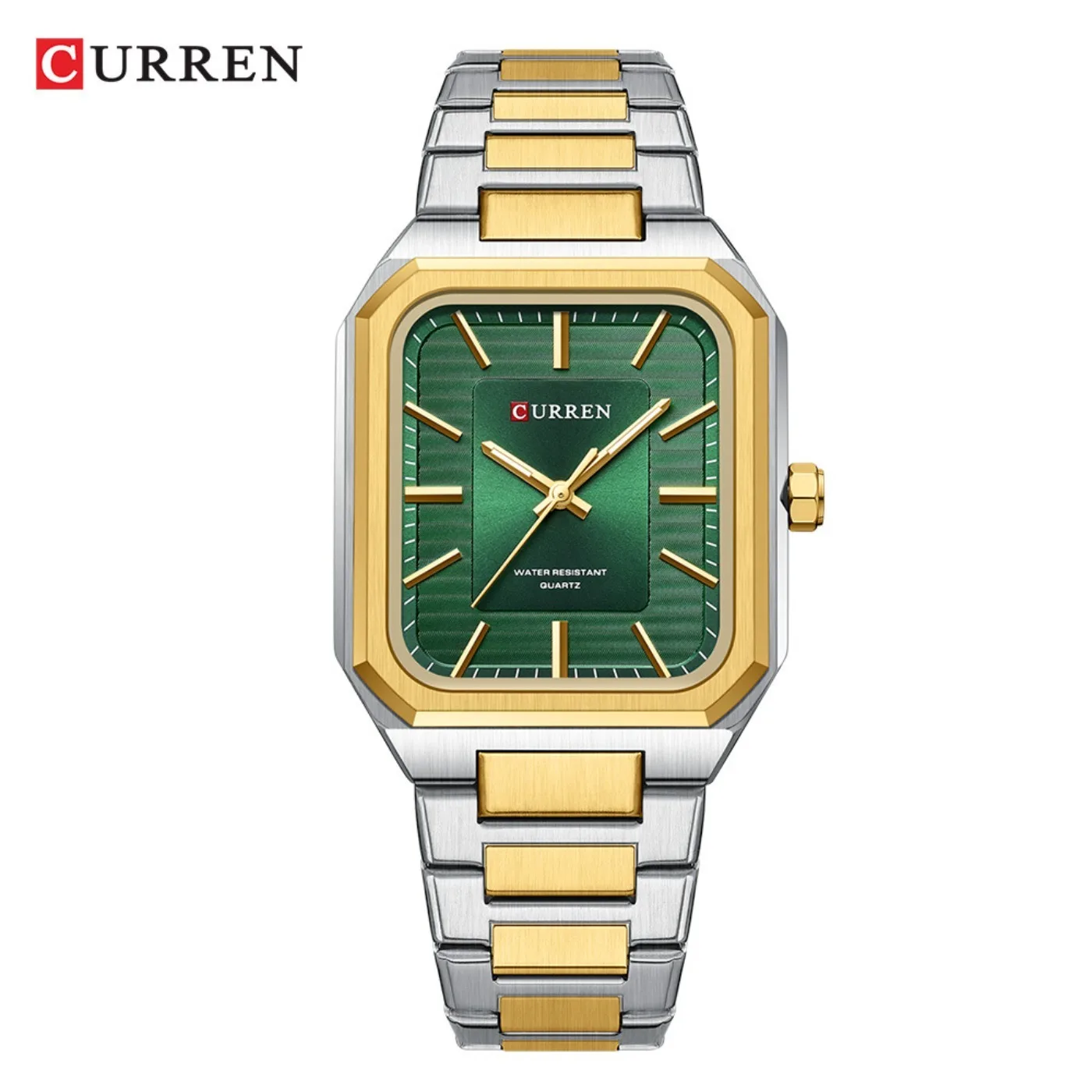 CURREN NEW Stainless Steel Strap Vintage Rectangle Dial Quartz Watches for Men Luminous Hands Waterproof Wristwatch Gifts