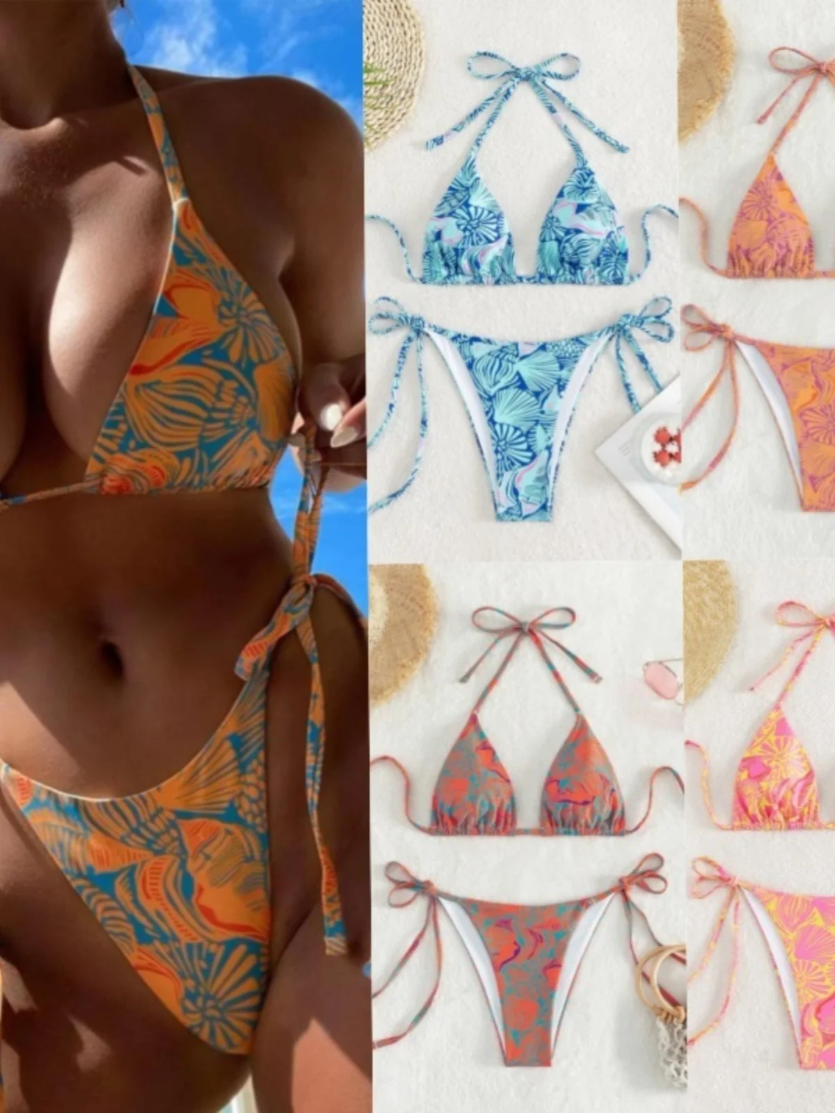 

Сексуальный женский купальник-бикини, двухсекционный купальник с трансграничным принтом, модный купальник для бассейна, пляжная одежда Spor Fitn