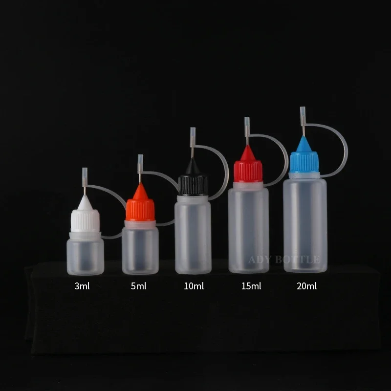 3ml-120ml Sharp-mouth Bottle Transparent Plastic Squeezable Needle Bottles Refillable Bottle Color Paste Bottle Dye Bottling